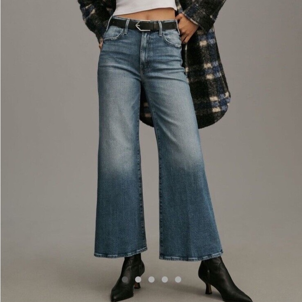 NWT MOTHER THE HUSTLER ROLLER SNEAK HIGH-RISE WIDE-LEG JEANS. Size 29.